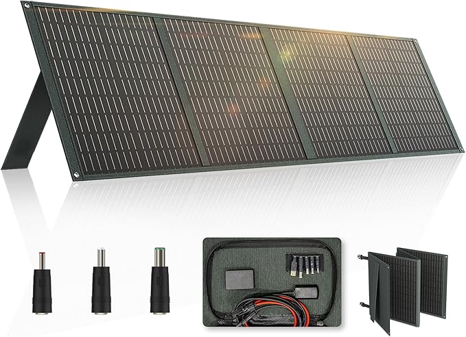 Powerwin100W Foldable Solar Panel IP 65 Portable Solar Panel Kit with 2 USB Outputs 18 V Solar Charger for Portable Power Station Camping Laptops RV